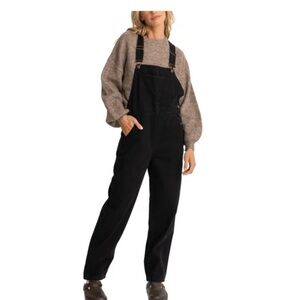 Rhythm black denim overalls